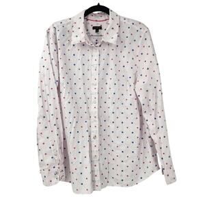 Talbots Embroidered Polka Dot Button Down Top Womens Size Extra Large XL